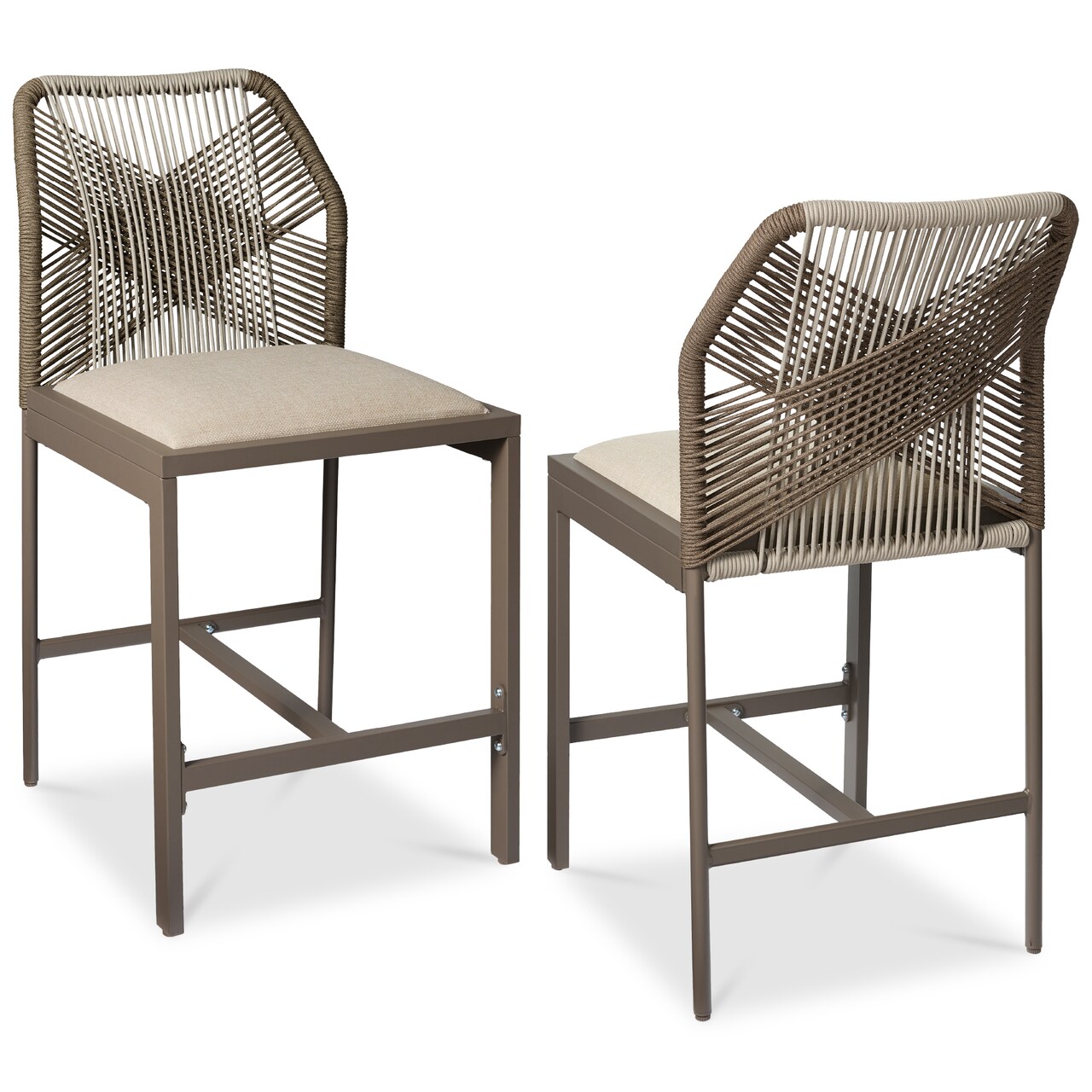 Best Choice Products Set of 2 Indoor Outdoor Counter Height Barstools w/ All-Weather Rope & Aluminum